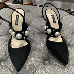 Nine West Black Velour Heels